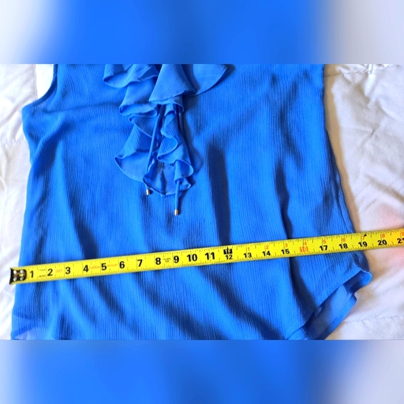 Tommy Hilfiger Vibrant Blue Ruffled Sleeveless Top Size Medium - Picture 11 of 11